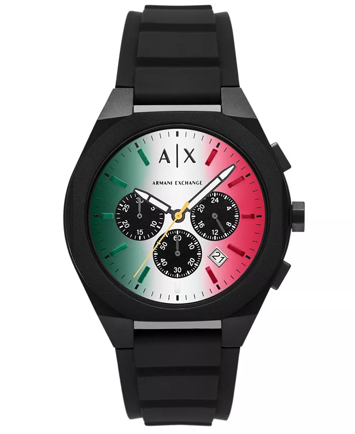 

Armani Exchange мужские хронограф черный силиконовый ремешок часы, 44mm A|X Armani Exchange