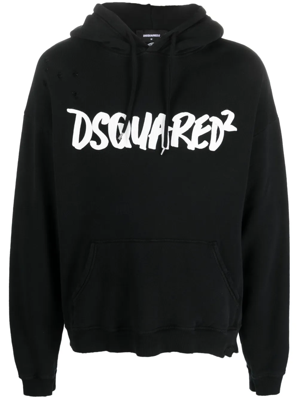 

Худи с эффектом потертости и логотипом DSQUARED2, черный