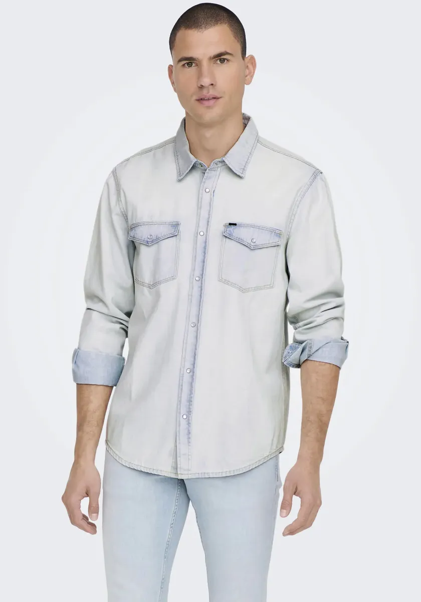 

Джинсовая рубашка ONLY & SONS "OS ONSBANE DENIM SHIRT", голубой