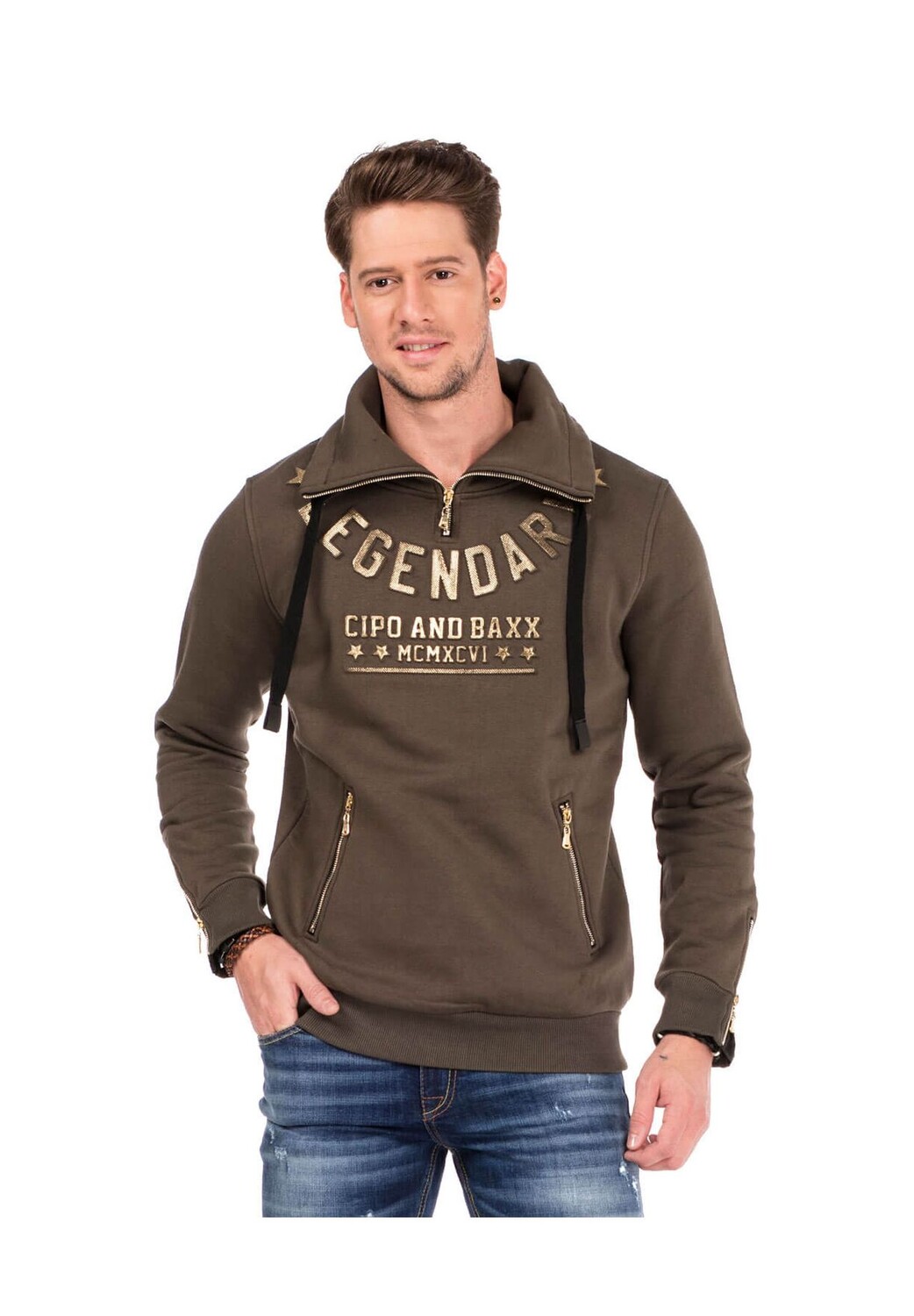 

Толстовка с воротником-трубой CIPO & BAXX, хаки