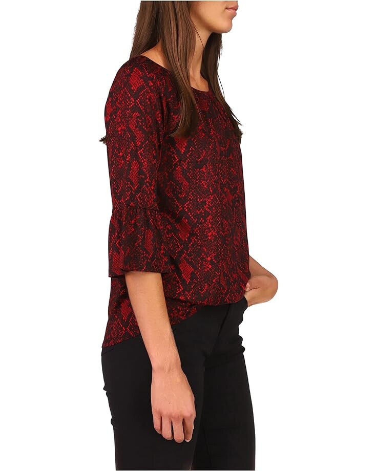 

Топ Michael Kors Python Flare Sleeve Top, цвет Crimson