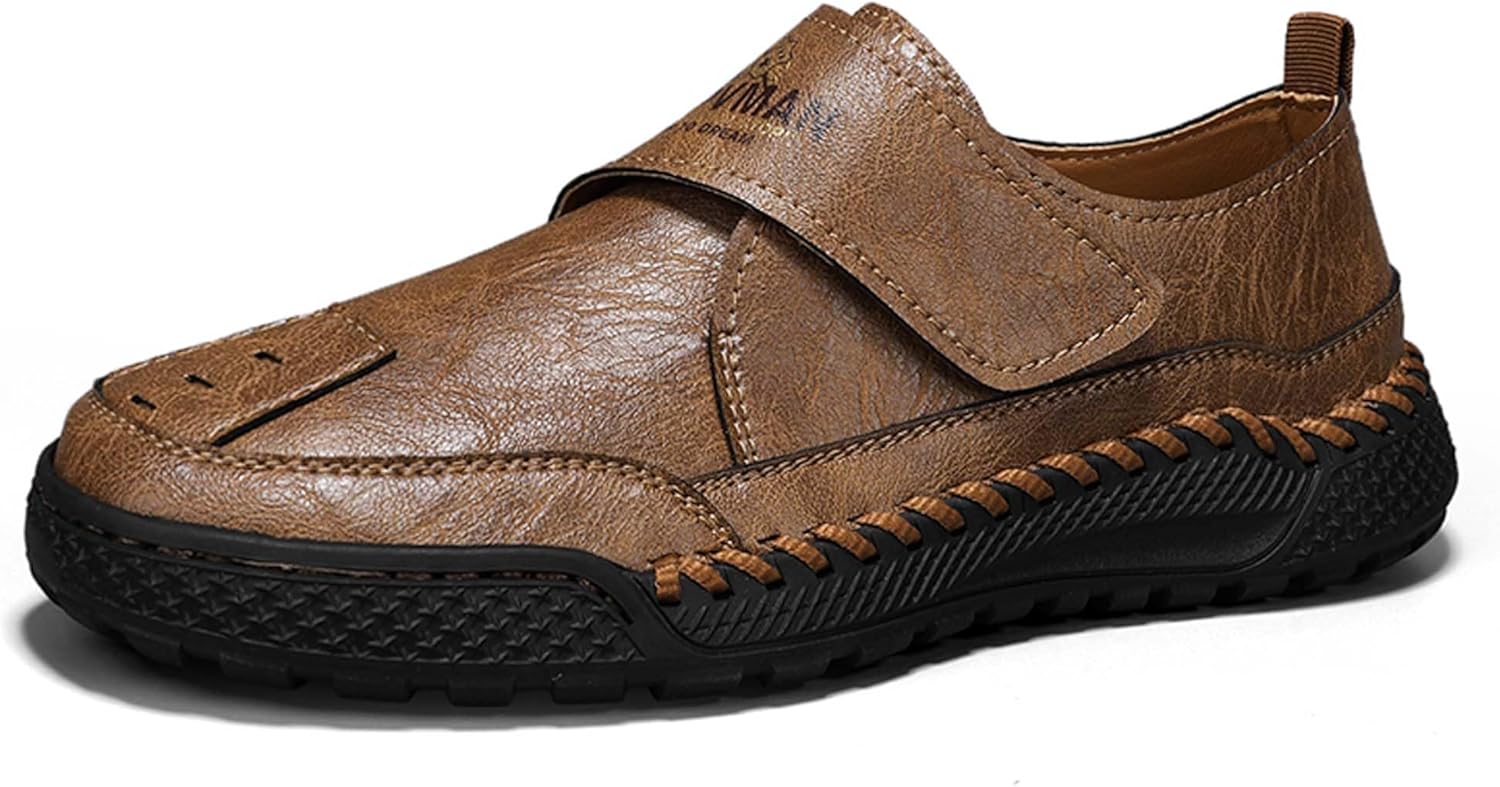 

Мужские кожаные ходовые туфли, рабочая одежда, винтажный старомодный дизайн текстуры, низкие мужские повседневные туфли, повседневные кроссовки, подошва с ручным усиленным швом, легкие, мягкие, удобные, противоскользящие, прочные Vtiao, коричнев...