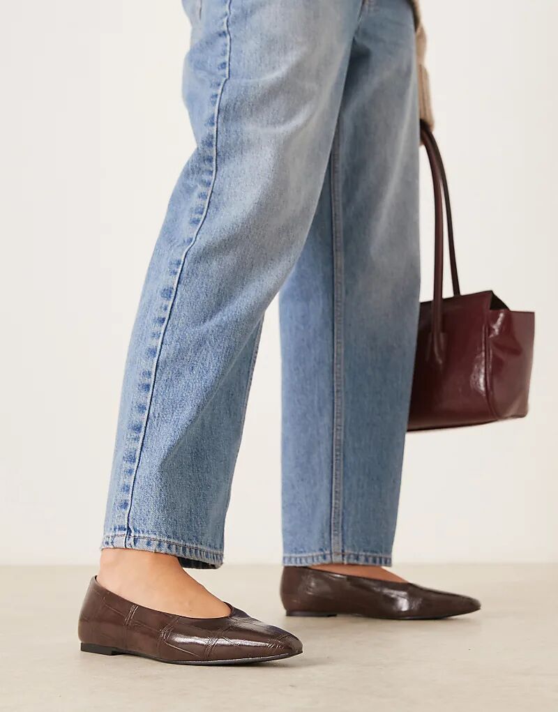 Балетки Lambert с острым носком из коричневого крокодила ASOS DESIGN — фото 2