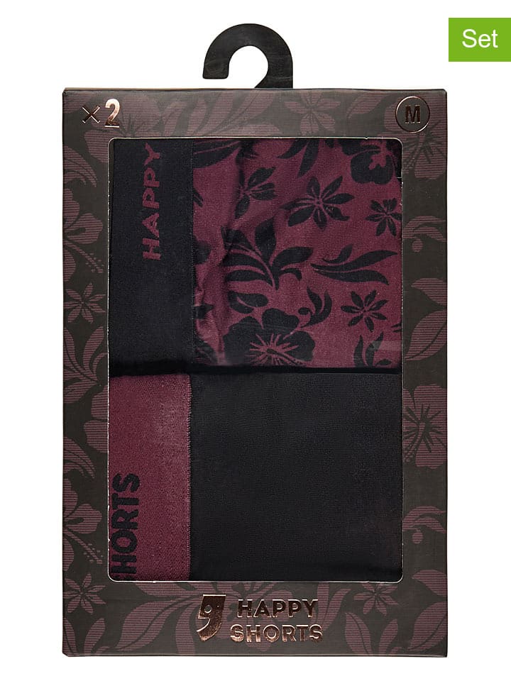 

Happy Shorts Комплект из 2 штук: боксерские шорты бордового/черного цвета