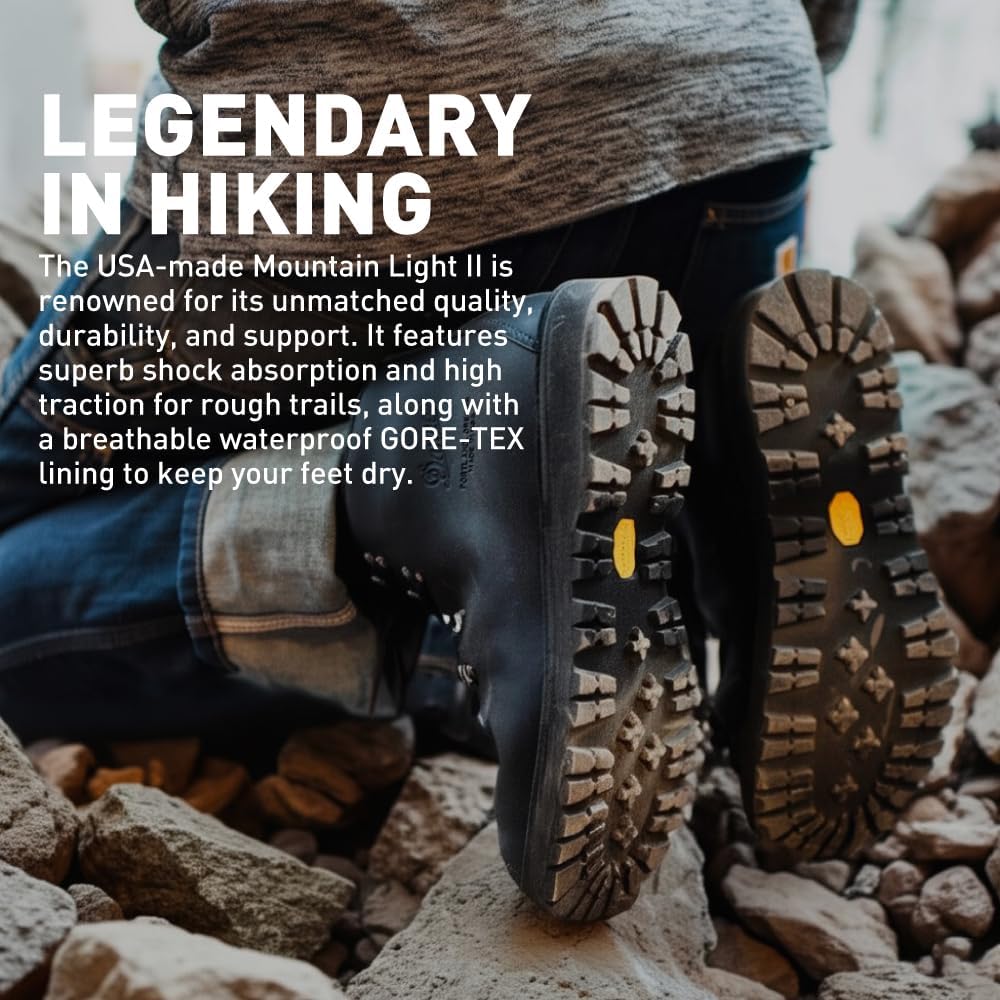 Мужские водонепроницаемые походные ботинки Danner Mountain Light II 5 с мембраной Gore-Tex, прочной полноценнозернистой кожей, дышащей защитой Gore-Tex и подошвой с хорошим сцеплением, черный — фото 3
