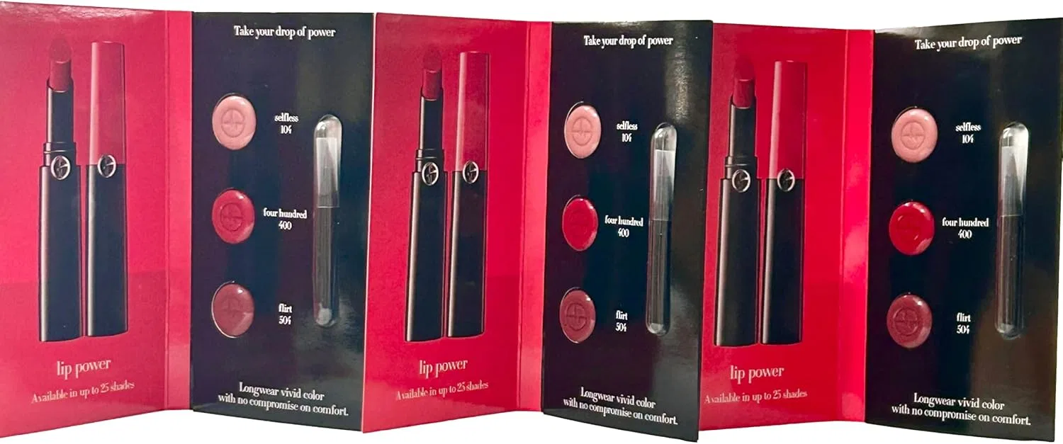 Помада GIORGIO ARMANI LIP POWER, оттенок красный, набор 3 мини-помады