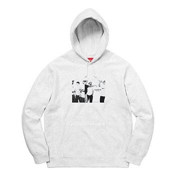 

Толстовка ss19 classic ad hooded sweatshirt light grey Supreme, серый