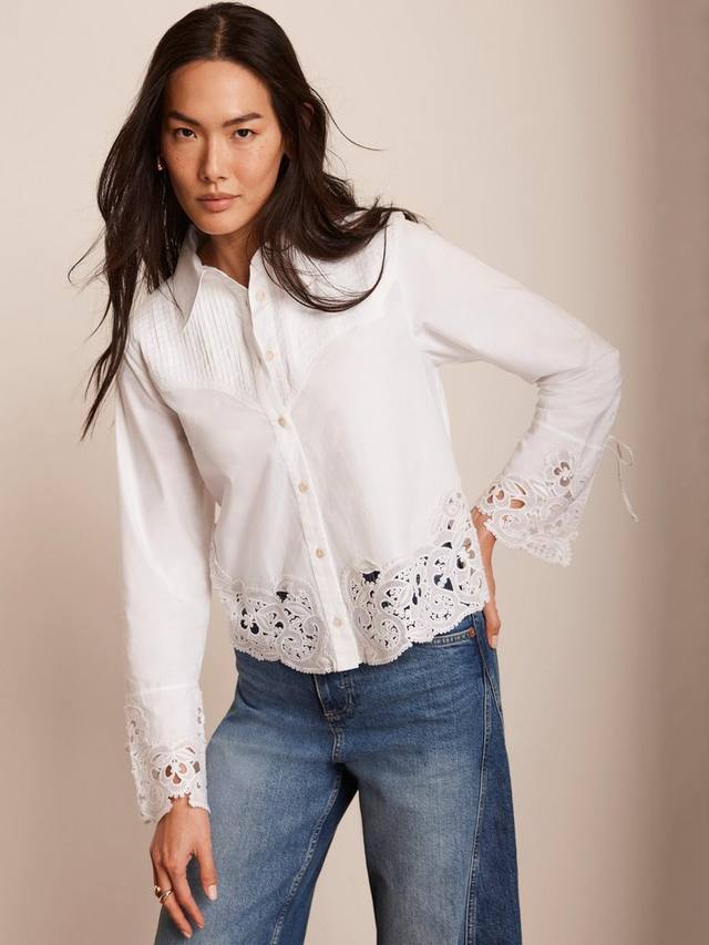 

Укороченная рубашка с вырезанной деталью Mint Velvet, цвет White Ivory
