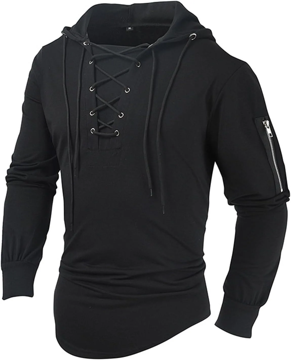 

Мужской худи в стиле стимпанк с длинными рукавами и шнуровкой