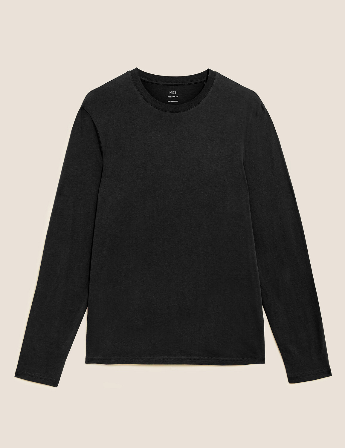

Футболка из чистого хлопка с длинными рукавами Marks & Spencer, черный