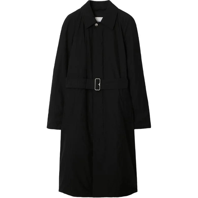 Пальто Burberry, длинное утепленное, уличный стиль, черный