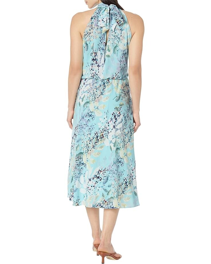 

Платье Adrianna Papell Mock Neck Printed Water Color Midi Dress, цвет Light Blue Multi