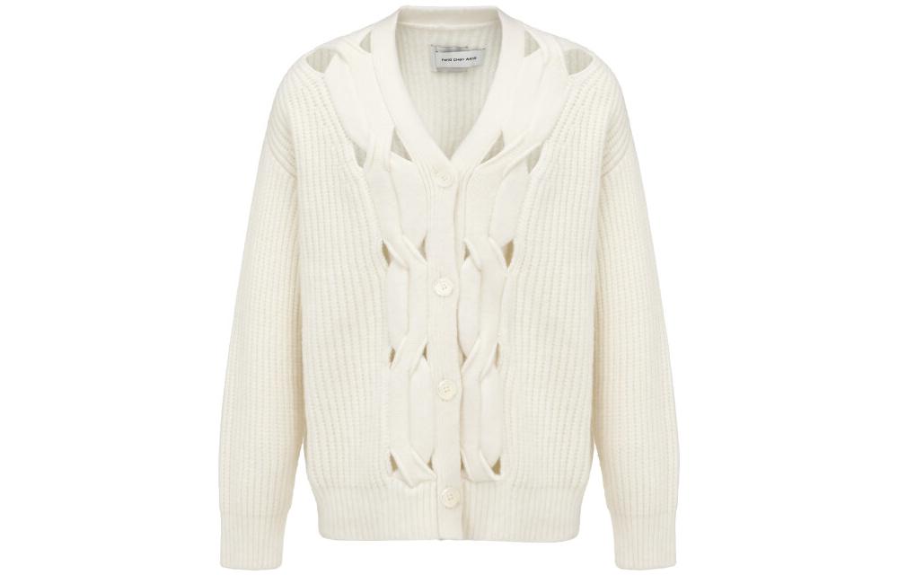 

Кардиган с ребристой вязкой и вырезами Feng Chen Wang, белый