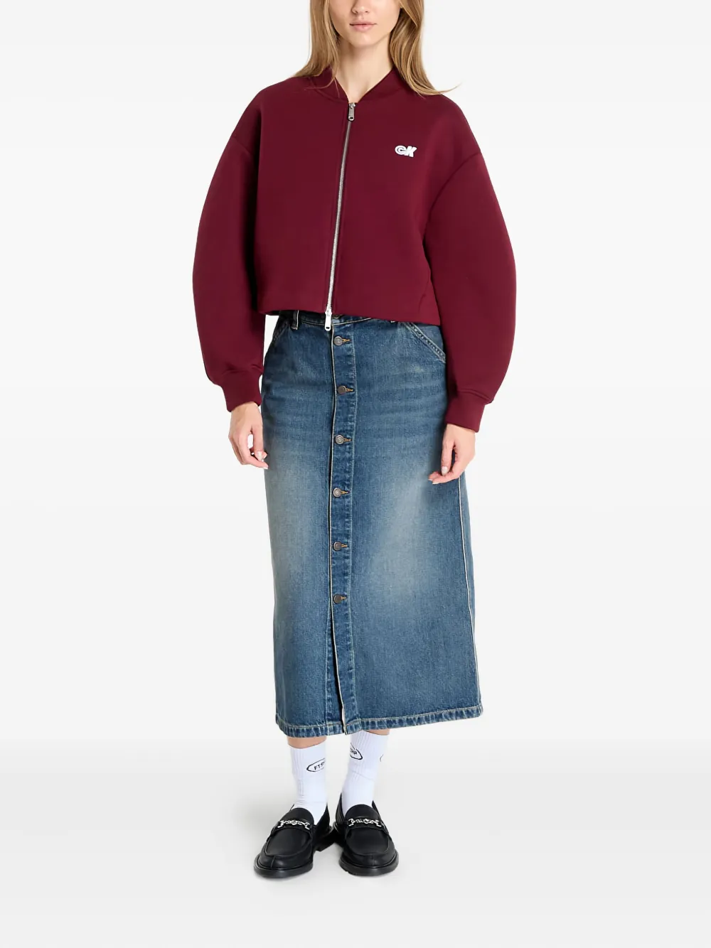 Бомбер с объемными рукавами и логотипом Calvin Klein, красный — фото 2