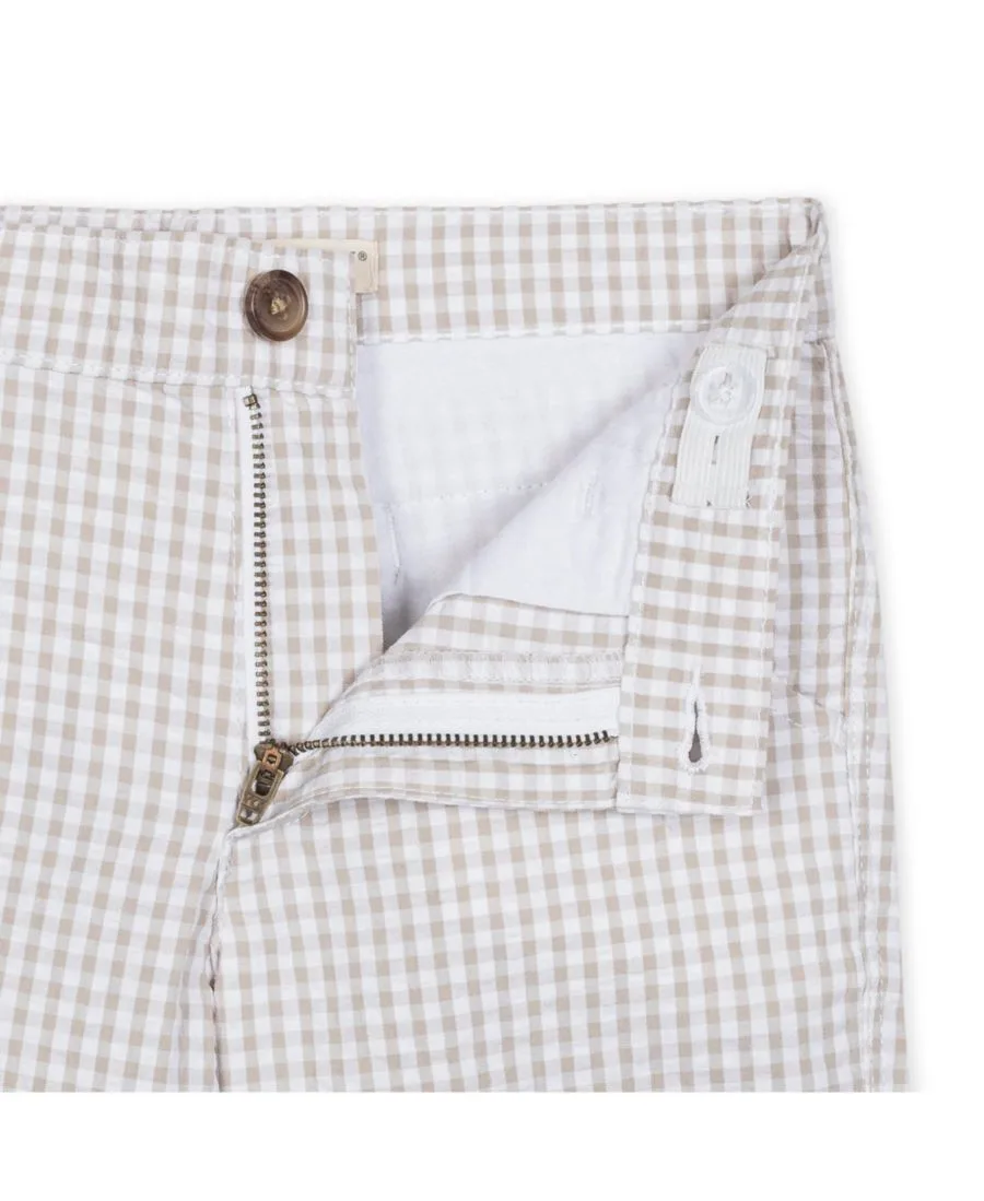 Детские шорты из органического сирсакера для мальчиков Hope & Henry, Taupe Gingham Seersucker — фото 2