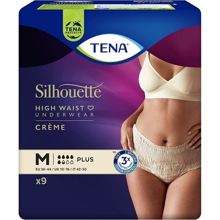 

Брюки TENA Silhouette Plus кремового цвета для лечения недержания среднего размера — упаковка из 9 шт.