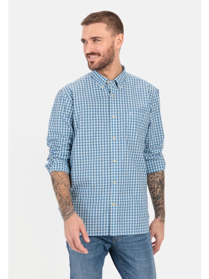 

Camel Active Рубашка с длинными рукавами в светло-голубую клетку