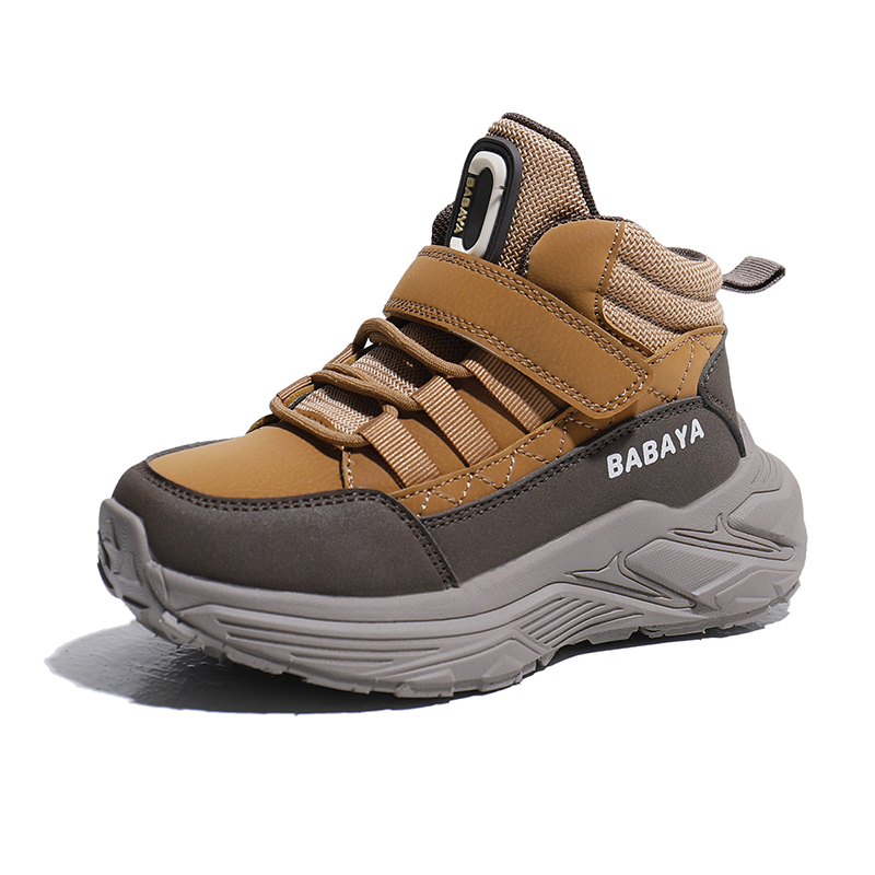 

Детские повседневные кроссовки из искусственной кожи с противоскользящей подошвой, амортизацией и дышащим эффектом Babaya, коричневый