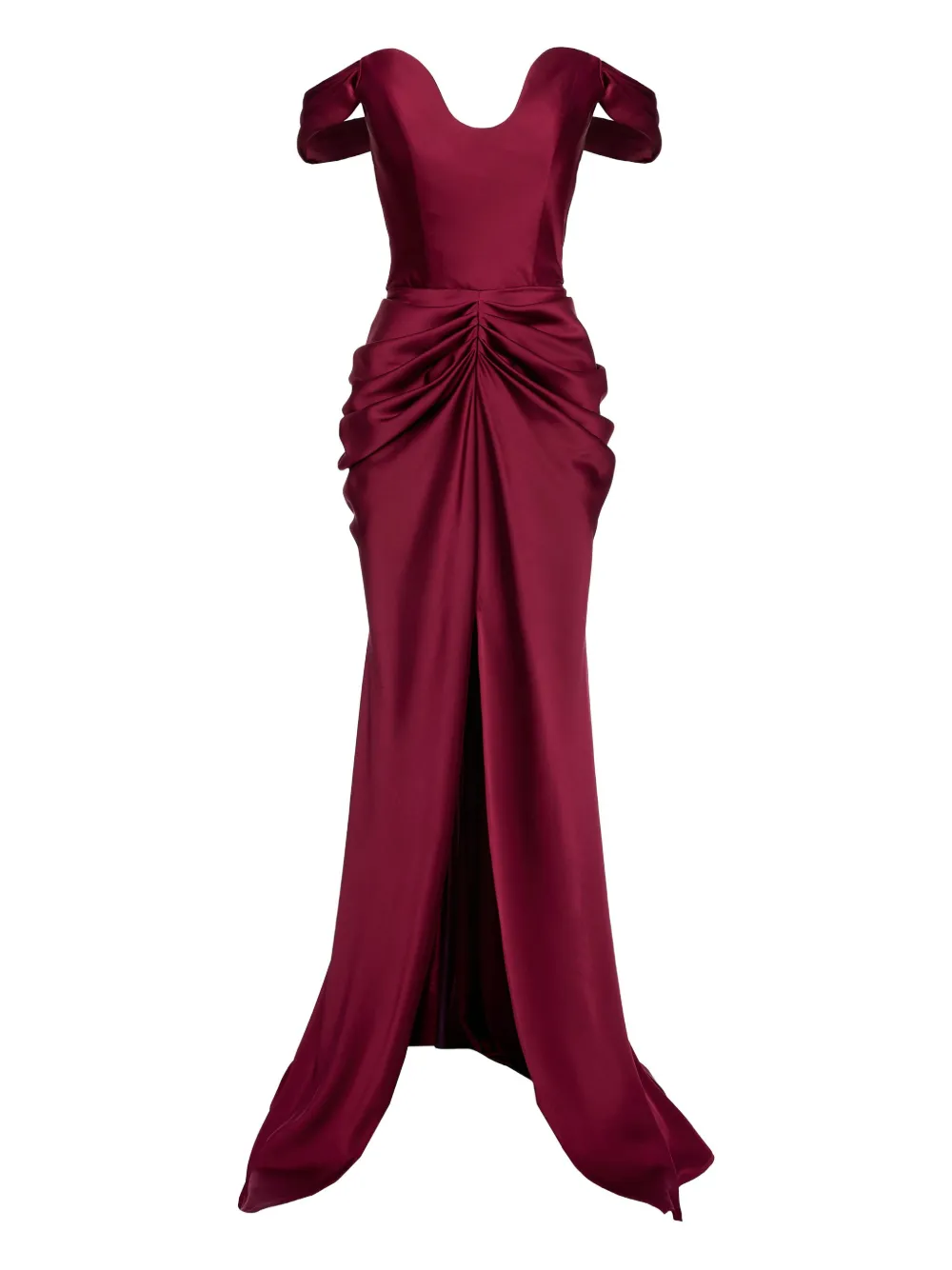 

Платье с открытыми плечами и драпировкой Ana Radu, красный