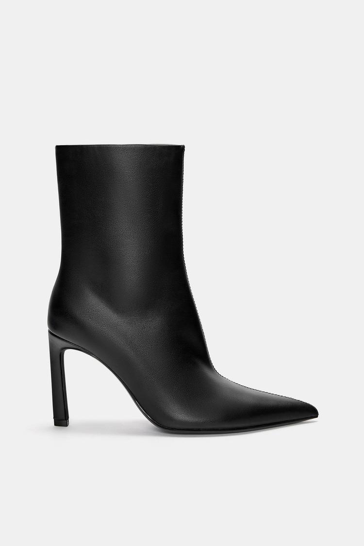 

Ботильоны с острым носком на высоком каблуке Pull And Bear, черный