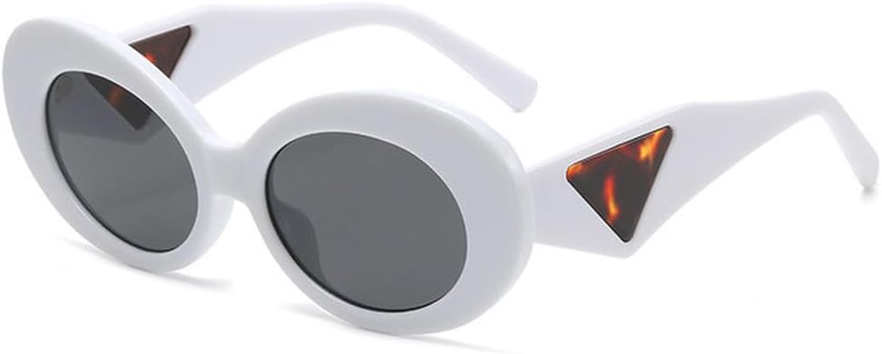 

Ретро овальные солнцезащитные очки с контрастными цветами для женщин, модные очки «кошачий глаз» для мужчин, трендовые градиентные очки, защита от ультрафиолета UV400 TVTBBVV, White