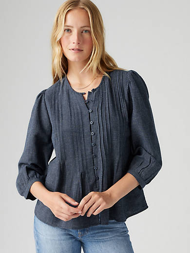 

Блузка из льняной смеси Gina Levi's, цвет Dusty Blue - Blue