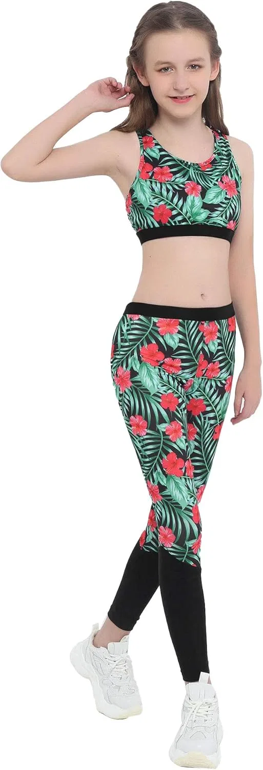 Детский спортивный комплект из топа и леггинсов winying, Green&red 4 — фото 2