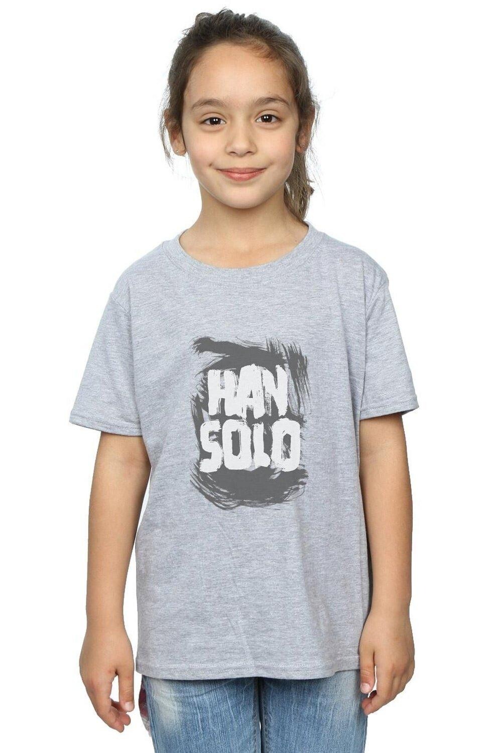 

Хлопковая футболка с текстом Han Solo Star Wars, серый