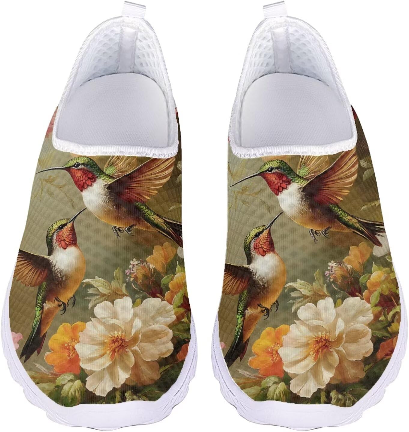 

Кроссовки Jeiento Slip On для женщин и мужчин с широким носком, легкие спортивные кроссовки из сетки, женские мягкие слипоны, Small Birds