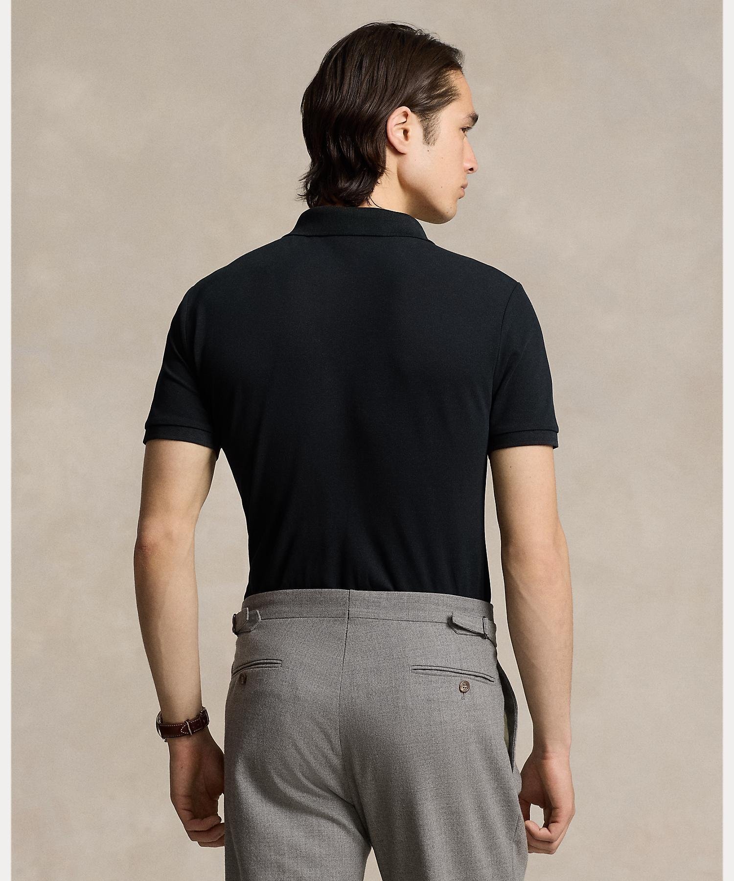 Футболка-поло приталенного кроя из эластичной сетки. Polo Ralph Lauren, 001 Black — фото 3
