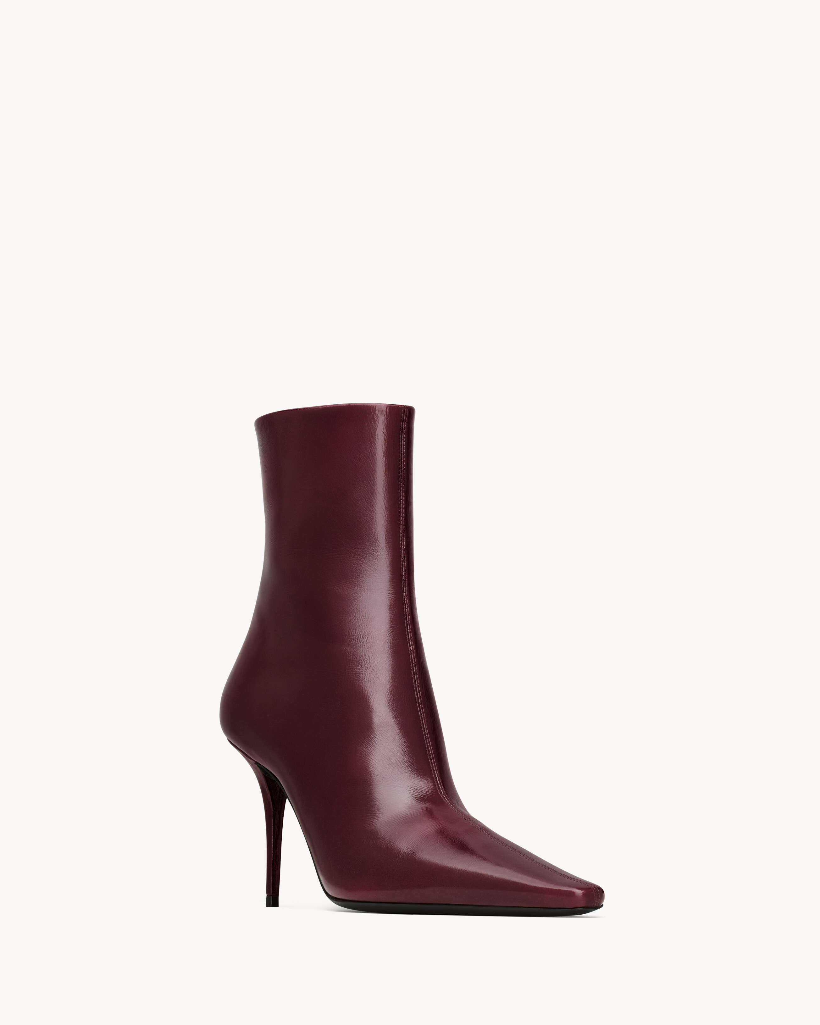 Ботильоны ASHLEY из гладкой кожи Saint Laurent, бордо — фото 4