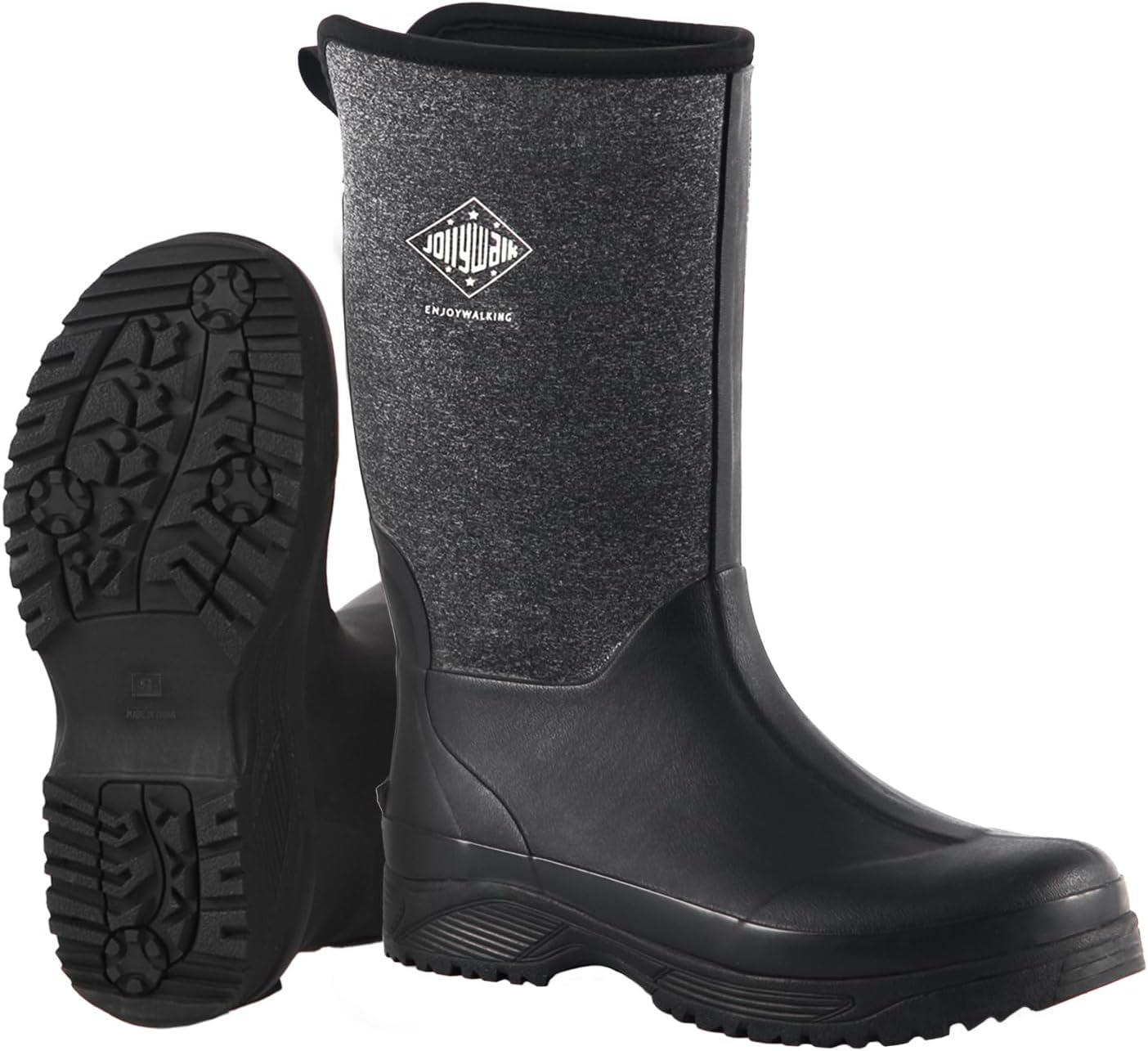 

Мужские резиновые сапоги Jollywalk, водонепроницаемые утепленные сапоги из неопрена для рыбалки, сельского хозяйства, охоты, садоводства и работы по двору, серый