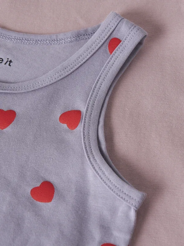 Футболка Name It Nmftank hearts 2 pack undershirt, лавандово-серый — фото 4