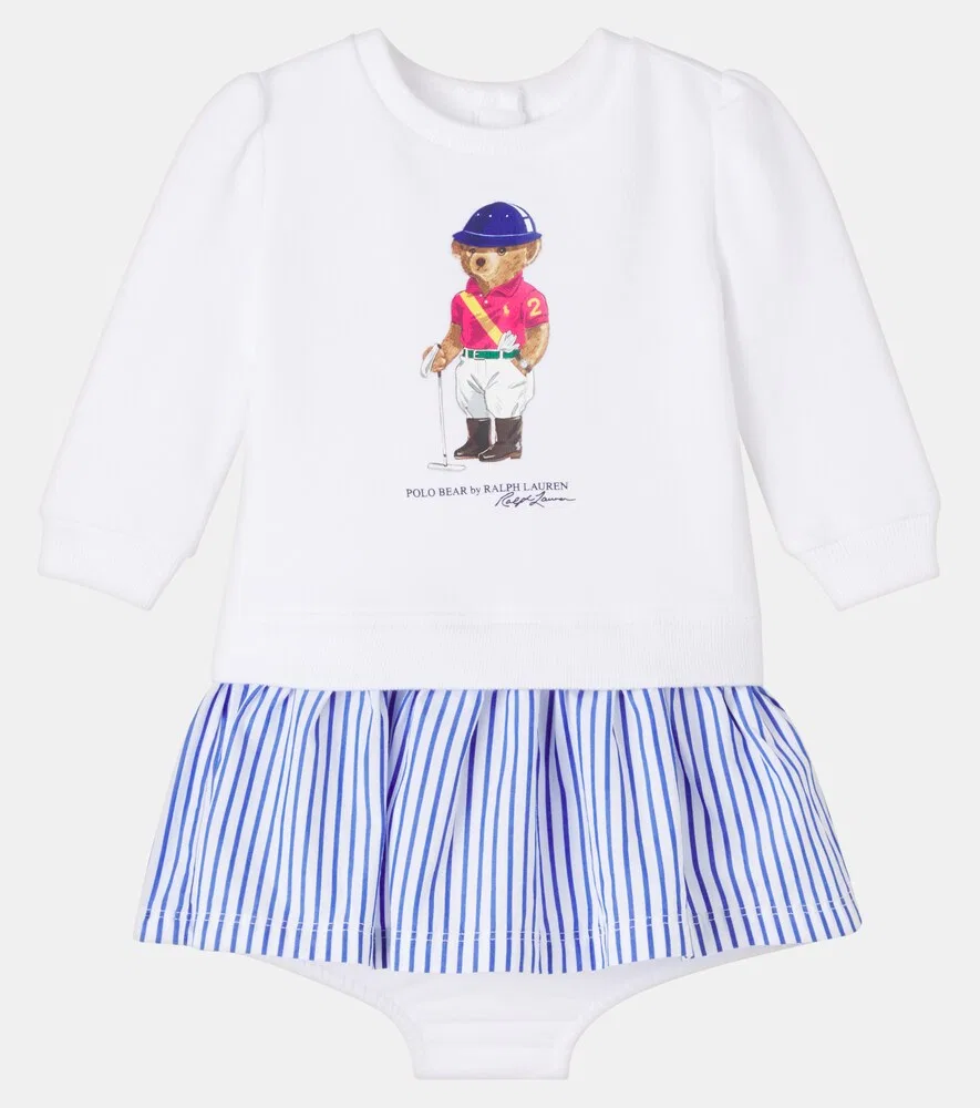 Комплект из панталон и платья для малыша Поло Polo Ralph Lauren Kids, белый — фото 2