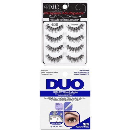 

Накладные ресницы ARDELL Wispies Black Medium Volume Medium Length Feathery Full Bold Volluminous Invisiband Eyelashes Vegan Friendly Cruelt-Free + Duo Quick-Set Clear 5g