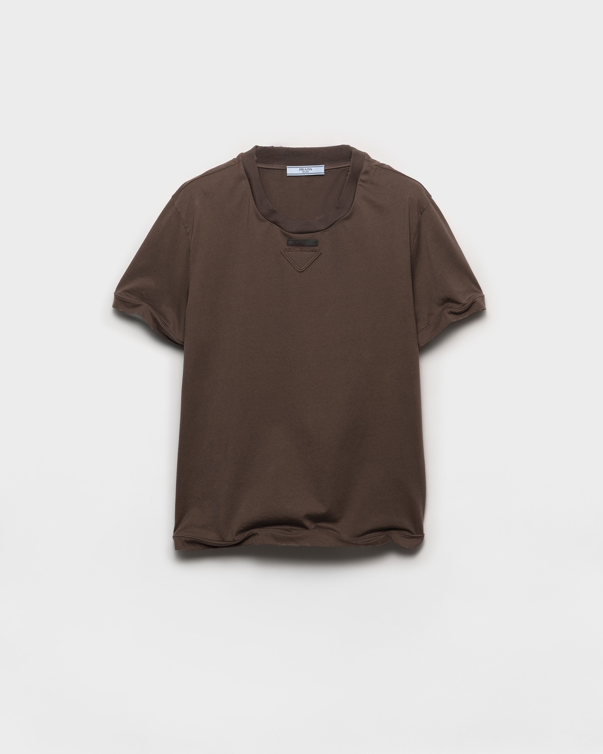 

Футболка из хлопкового трикотажа Prada, какао-коричневый
