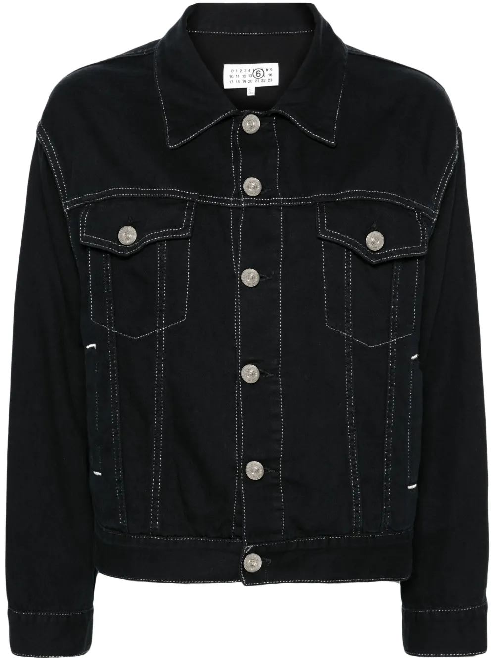 

Джинсовая куртка с эффектом металлик MM6 Maison Margiela, черный
