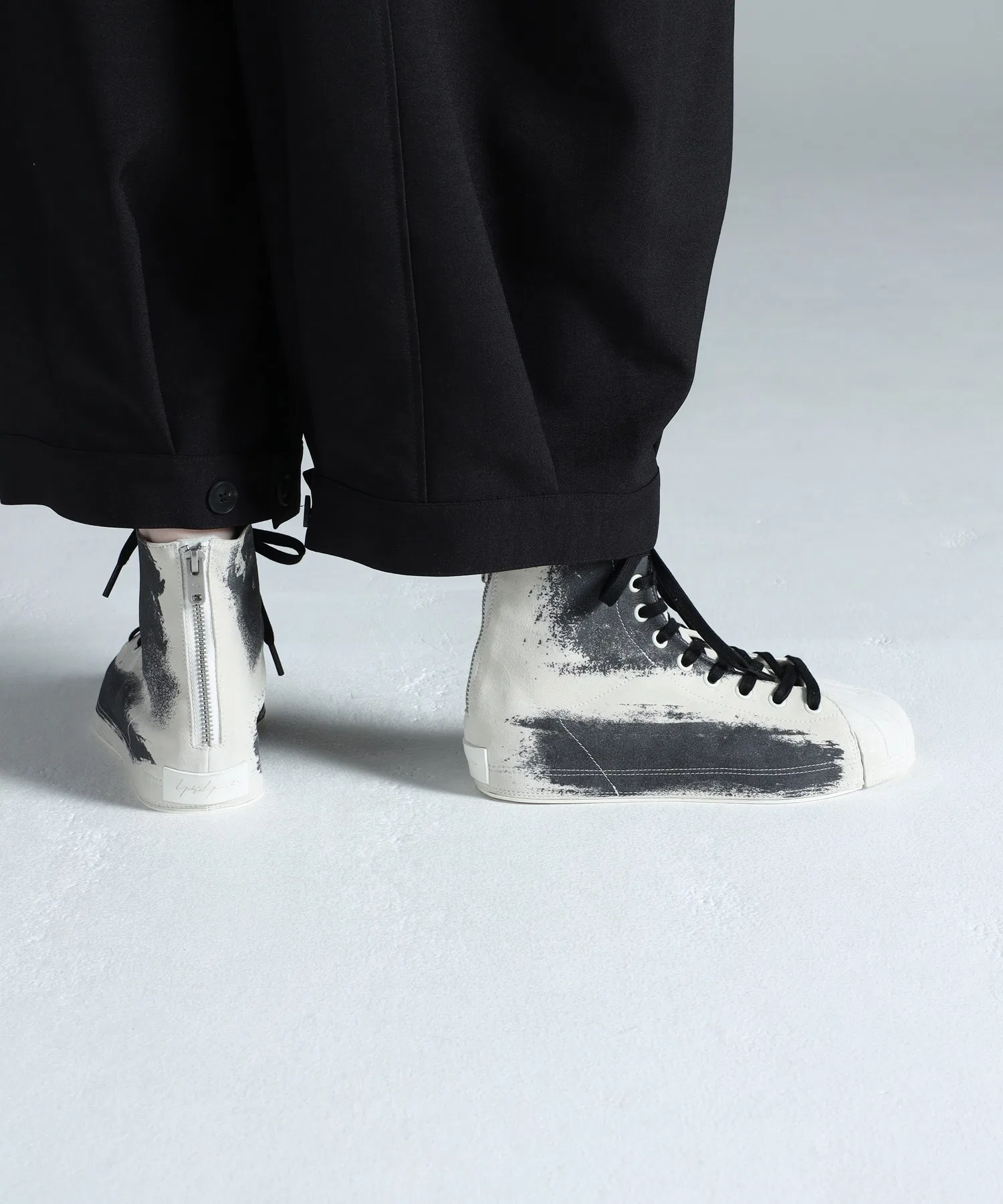 Унисекс высокие кроссовки из замши Y-3 NIZZASTAR HI белые — фото 3