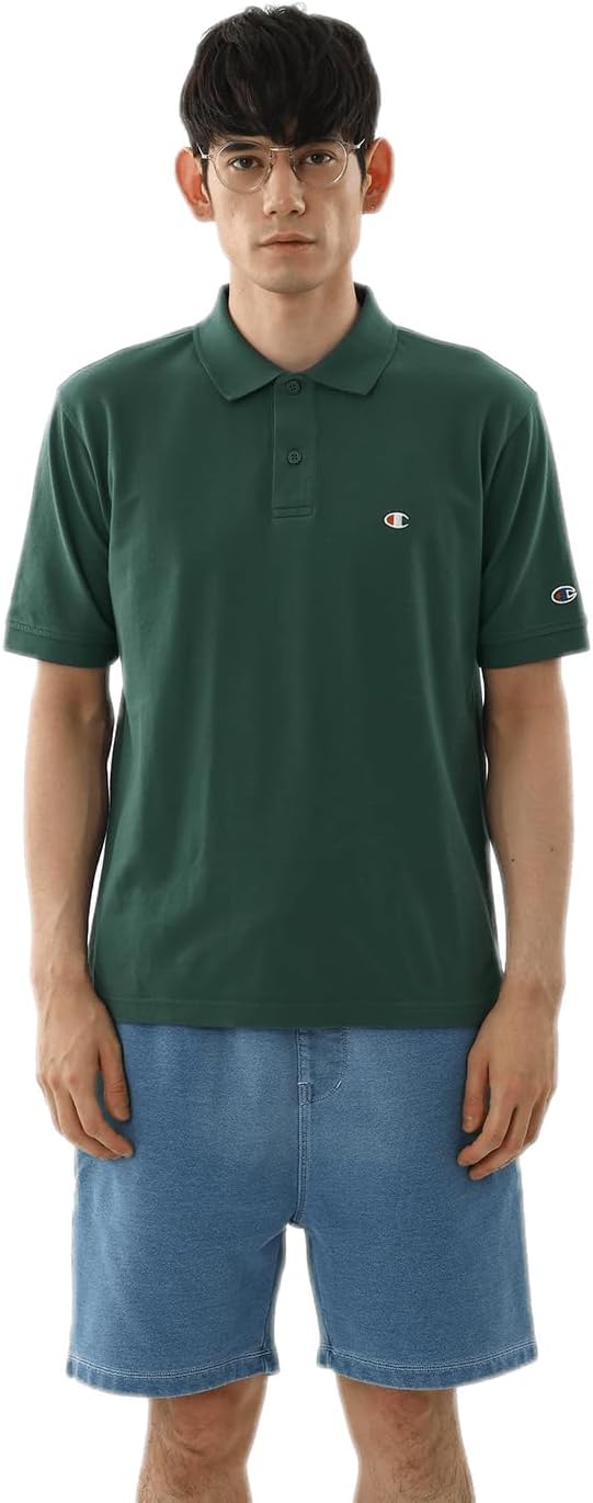 

Мужская рубашка-поло Champion C3-Z358Z/C3-F356, короткий рукав, 100% хлопок, вышивка, логотип One Point, базовый стиль, зеленый