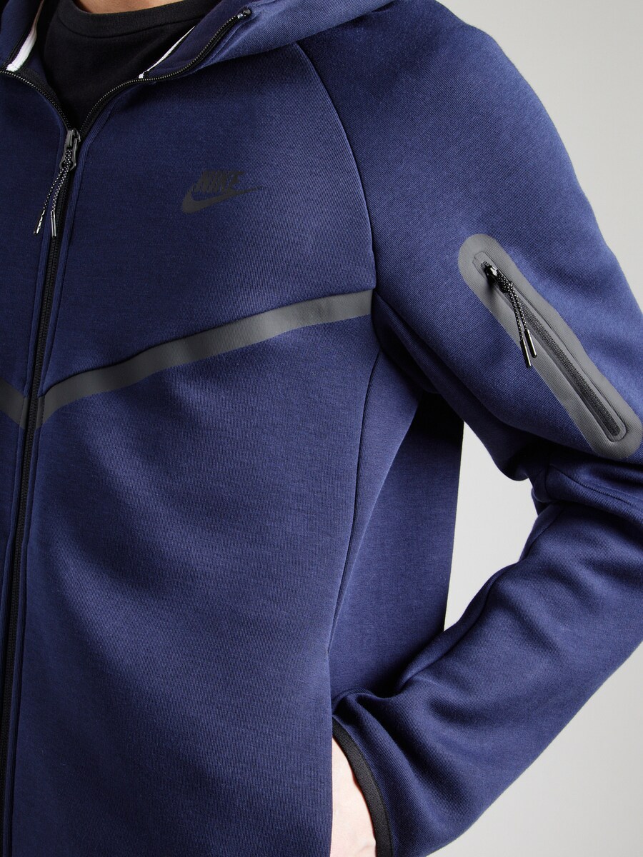 Толстовка с капюшоном на молнии Nike Sportswear Tech Fleece, темно-синий — фото 3
