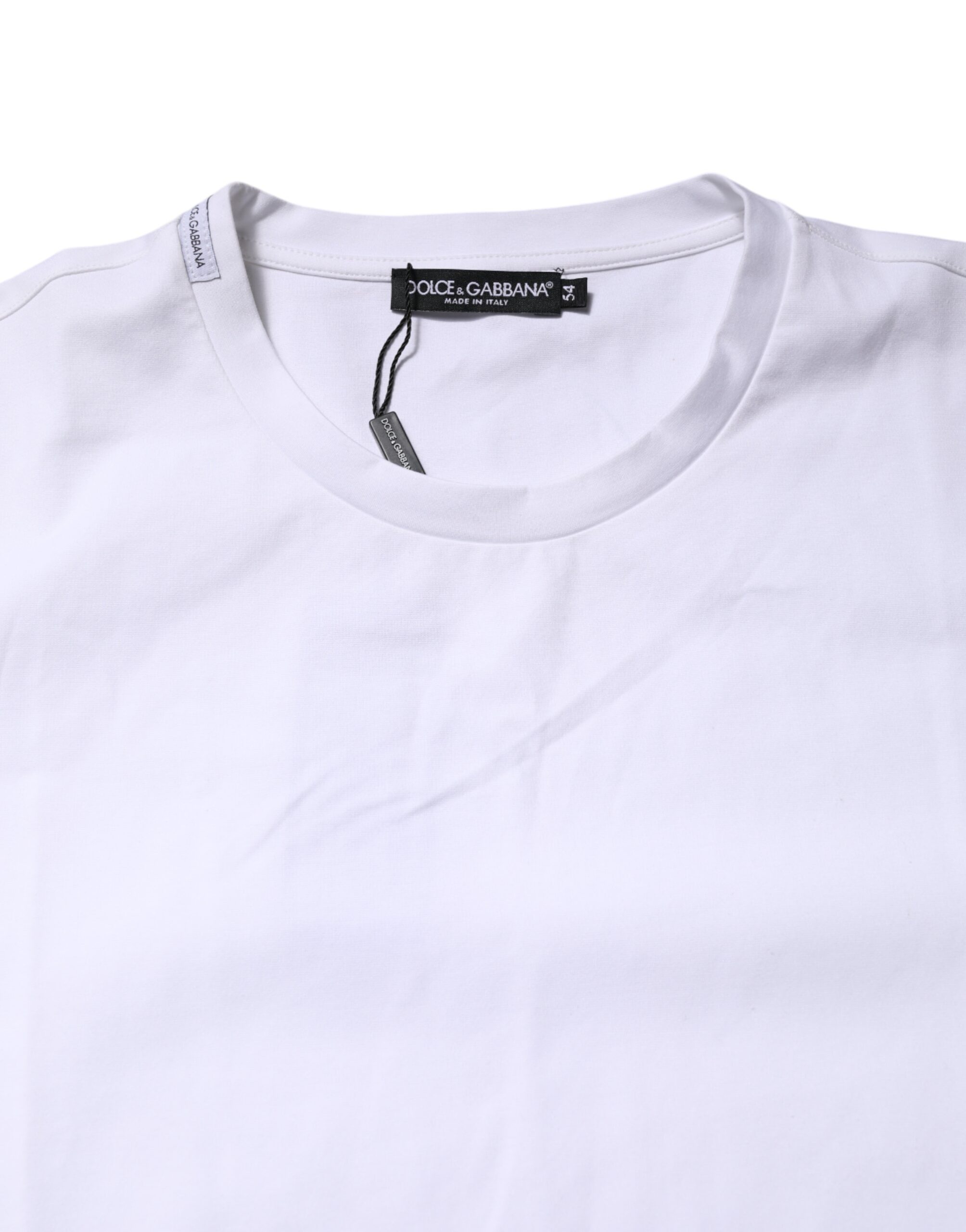 Белая хлопковая футболка с короткими рукавами и круглым вырезом Dolce & Gabbana, White — фото 3