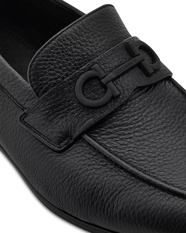 Мужские кожаные лоферы без шнурков Ferragamo, черный — фото 4