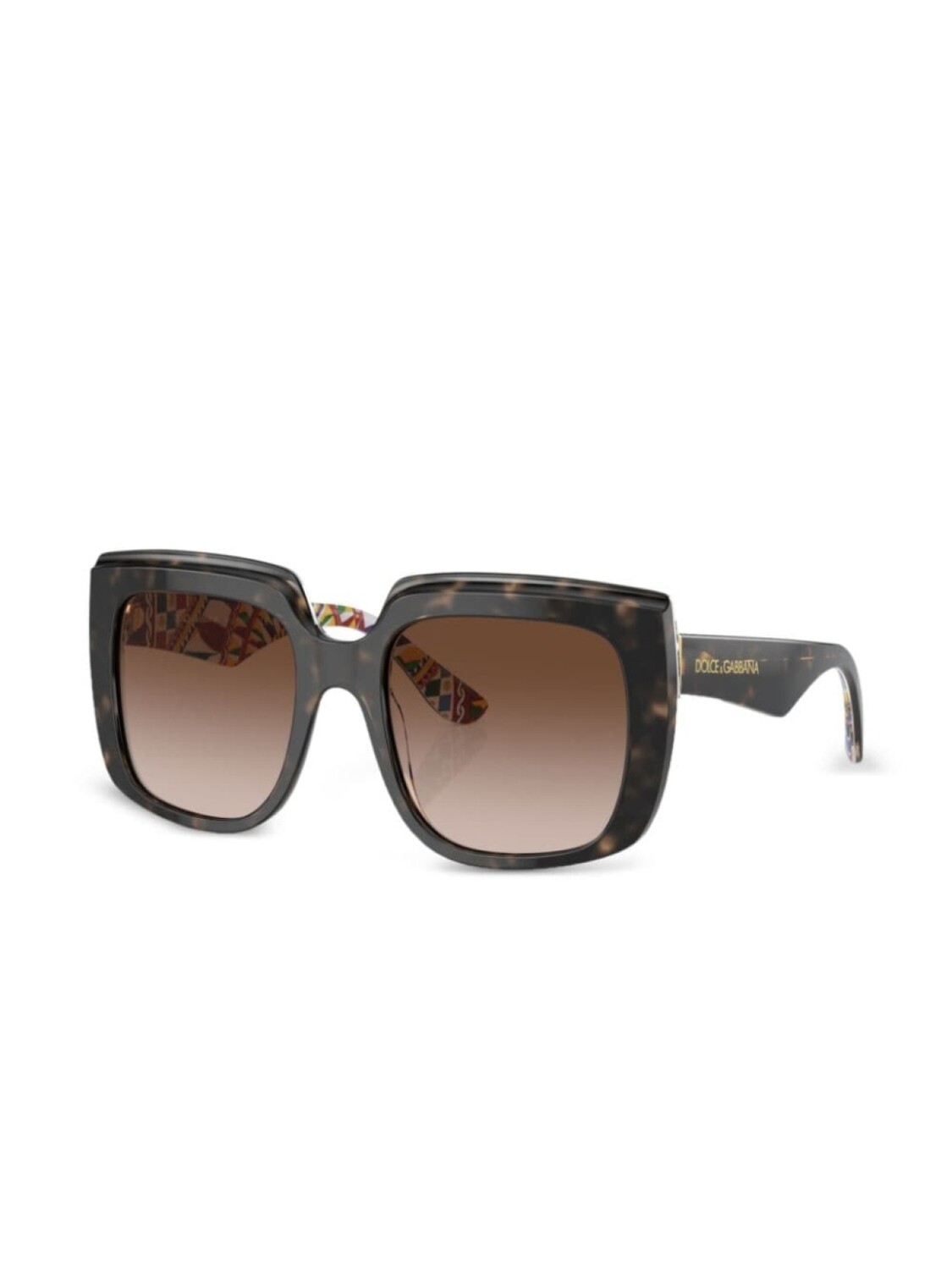 Солнцезащитные очки New Print в массивной оправе Dolce & Gabbana Eyewear, коричневый — фото 2