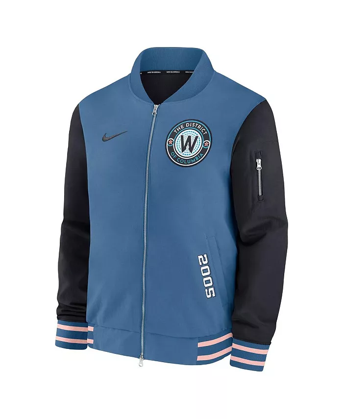 Мужская синяя бейсбольная куртка Washington Nationals 2025 City Connect Authentic Collection с полной застежкой-молнией Nike — фото 2