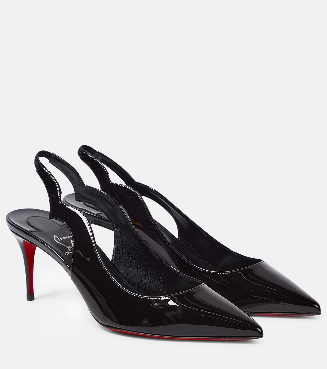 Туфли hot chick из лакированной кожи с пяткой на пятке Christian Louboutin, черный