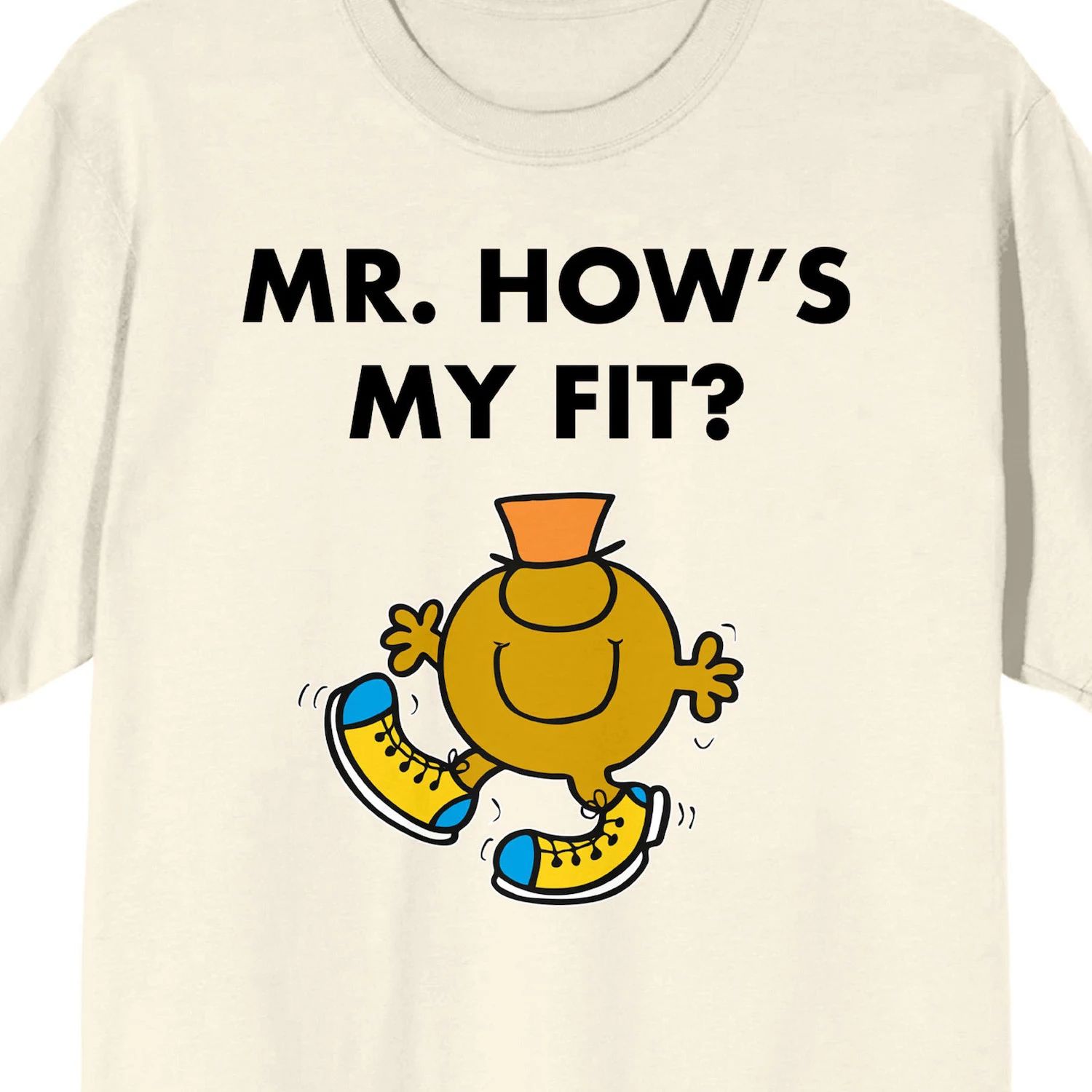 

Мужская футболка с рисунком Mr. Men And Little Miss Meme "Mr. How’s My Fit" Licensed Character