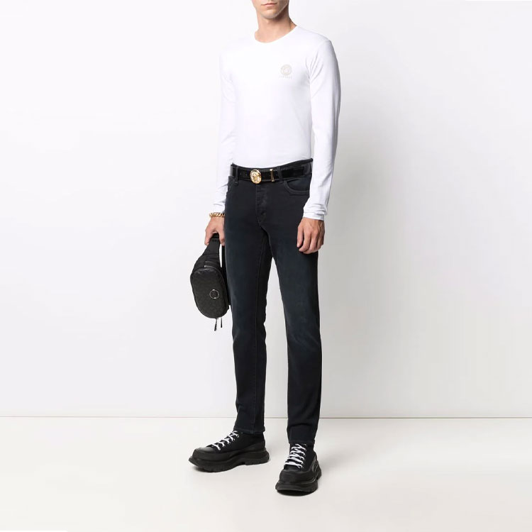Двухкомплектные футболки с длинными рукавами VERSACE, 2 шт (черный+белый) — фото 4
