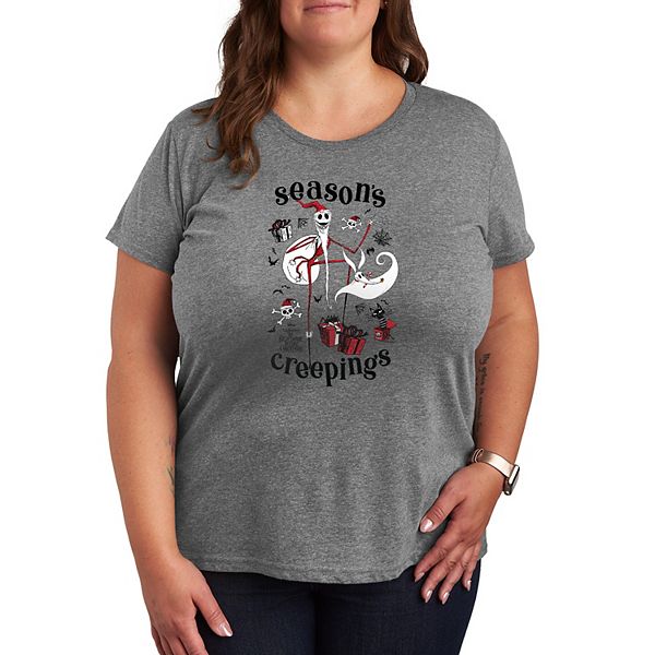 

Футболка с принтом Plus size The Nightmare Before Christmas Season's Creepings Disney, Heather Gray