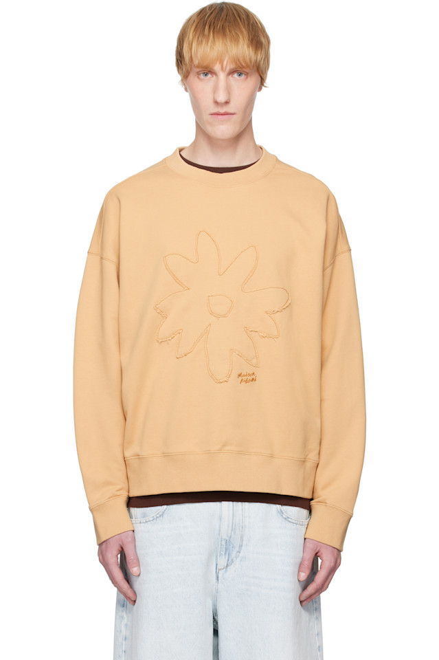 

Оверсайз свитер с вышитой ромашкой Maison Kitsuné, цвет chamois