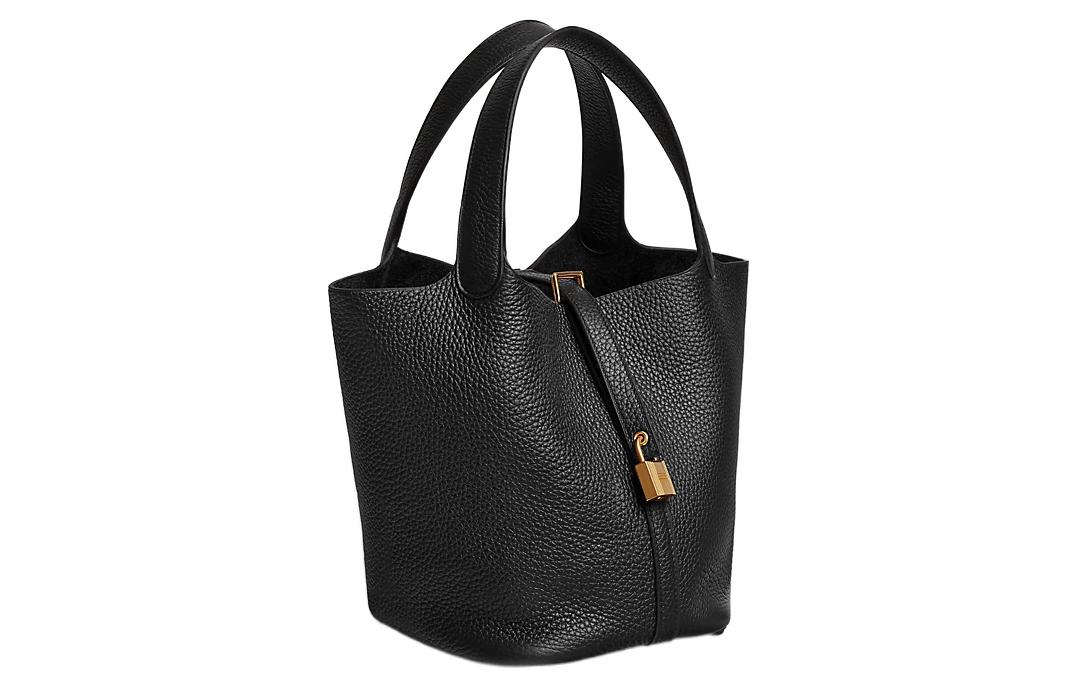 HERMES Сумка Пикотин Лок Торийон Клеманс Кожа 22 Женская Нуар Черная — фото 3